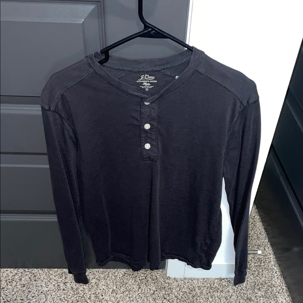 J. Crew Black Long Sleeve Henley Shirt